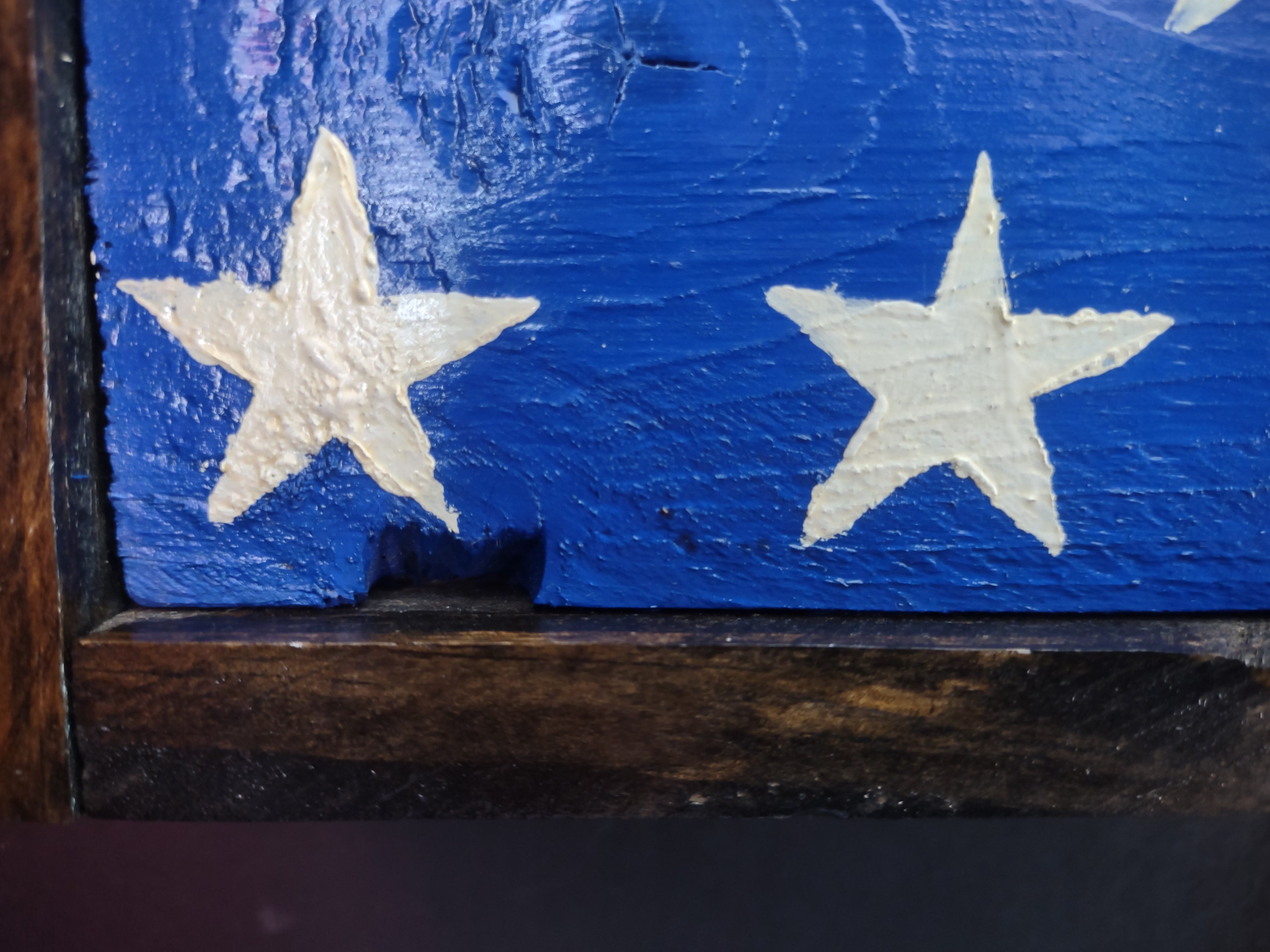 Handmade Patriotic Stars American Wooden Cross 27" x 17" (lot 3378)