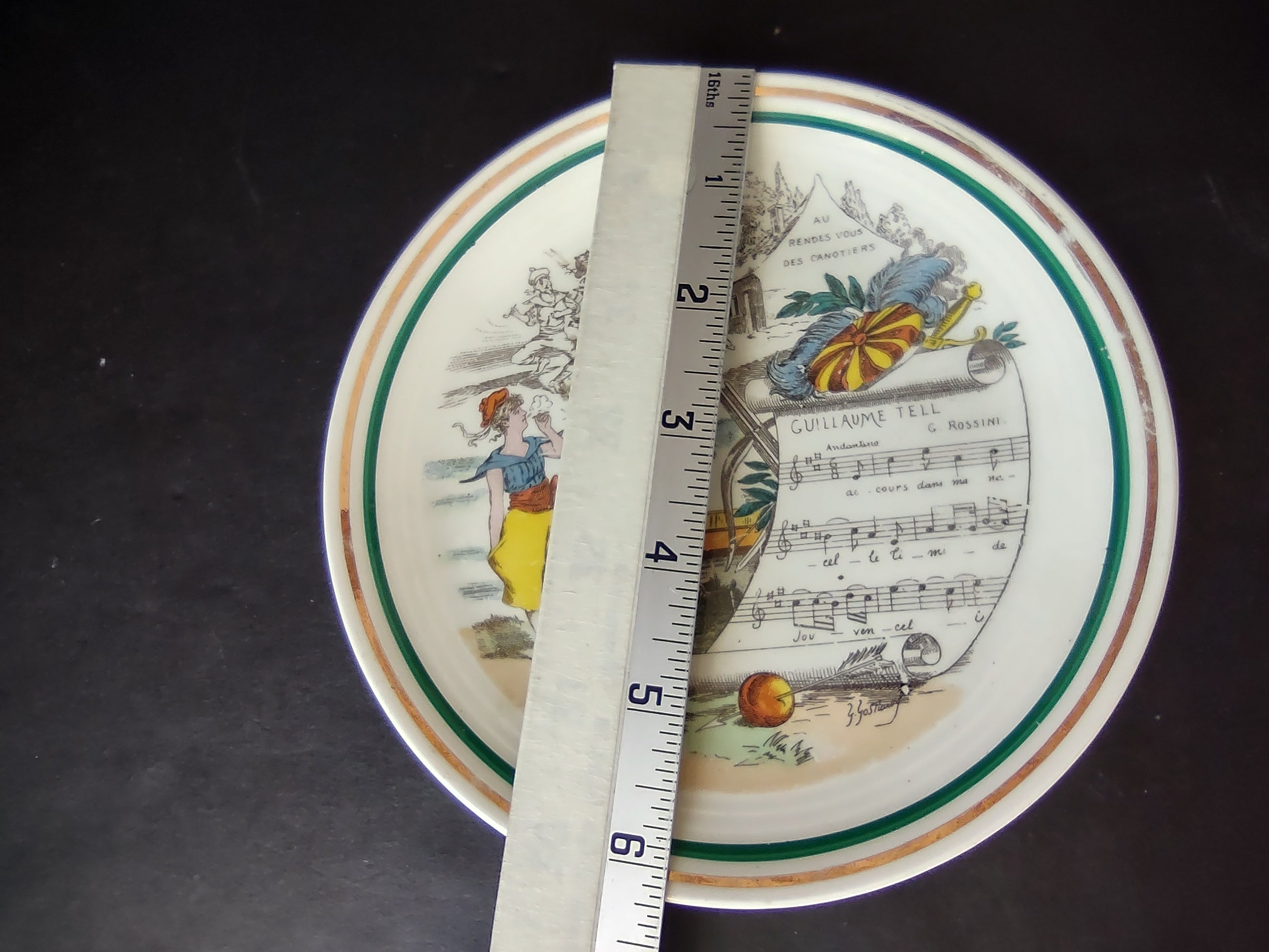 PV Limoges French Cottage Shabby Chic Music Design Plate 6-1/4" (lot 1124)