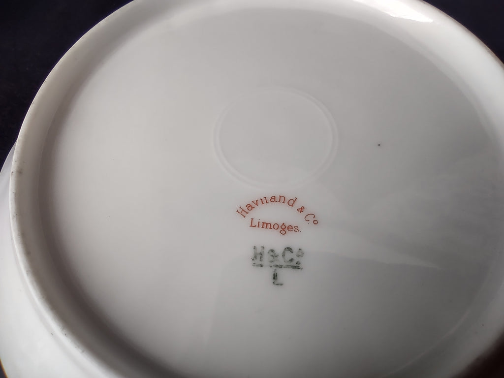 Antique 1889 Haviland Limoges Blue Red Flower Small Bowl (lot 951)