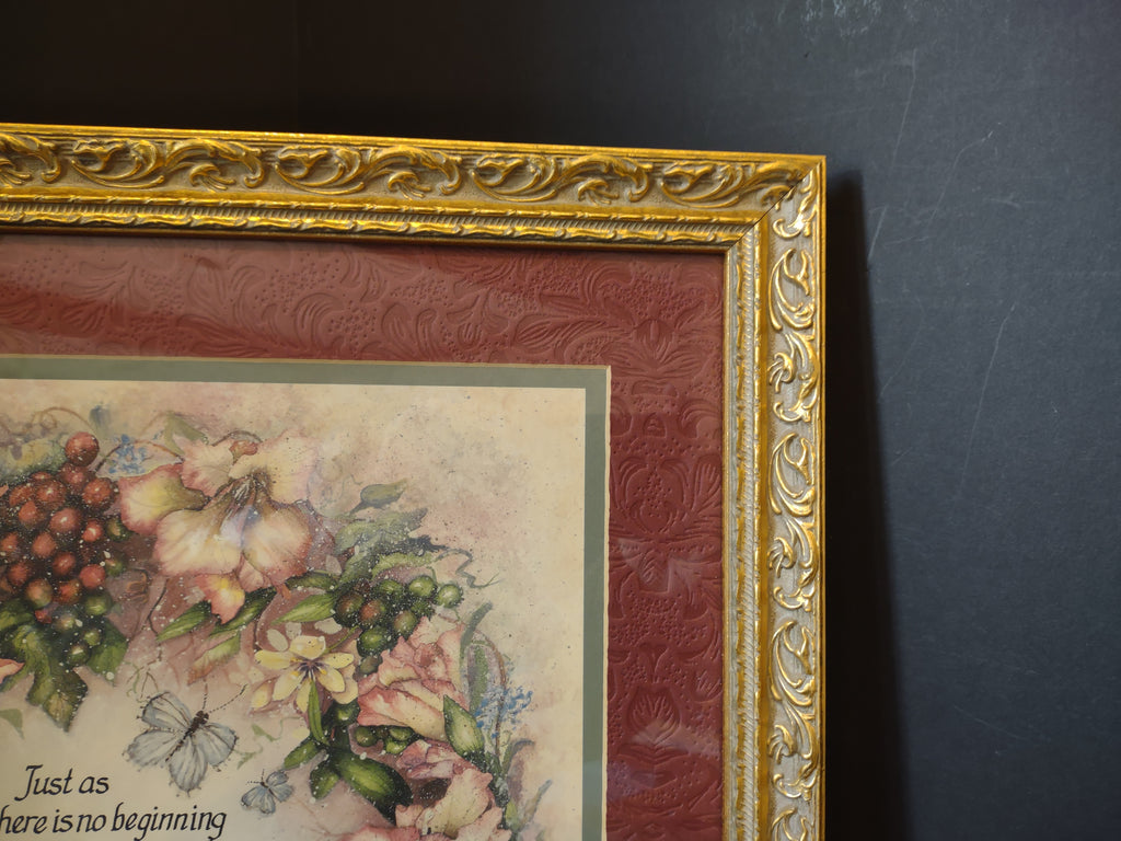 Home Interiors God's Love Victorian Floral Wreath Picture Print (lot 2625c)