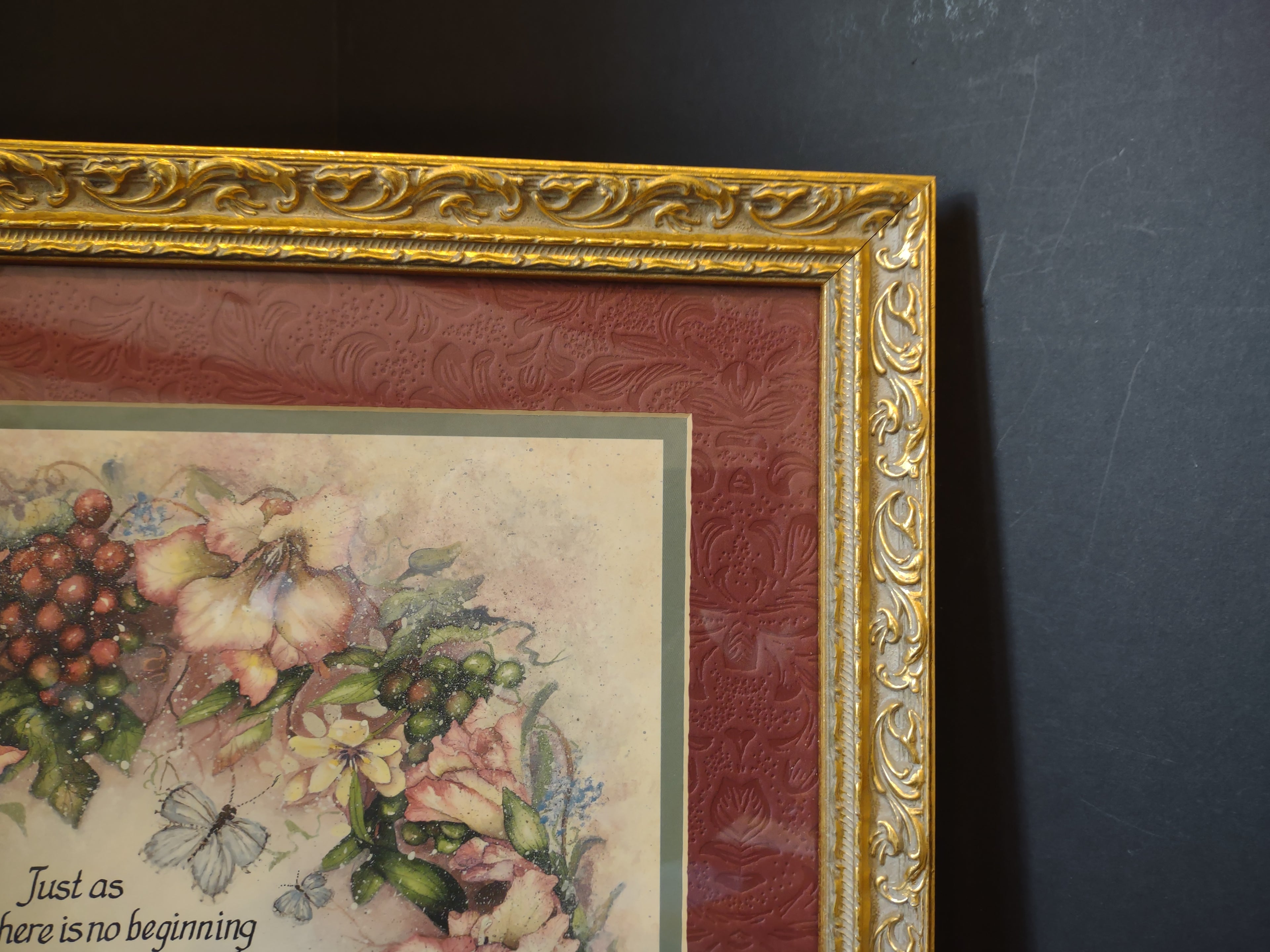 Home Interiors God's Love Victorian Floral Wreath Picture Print (lot 2625c)