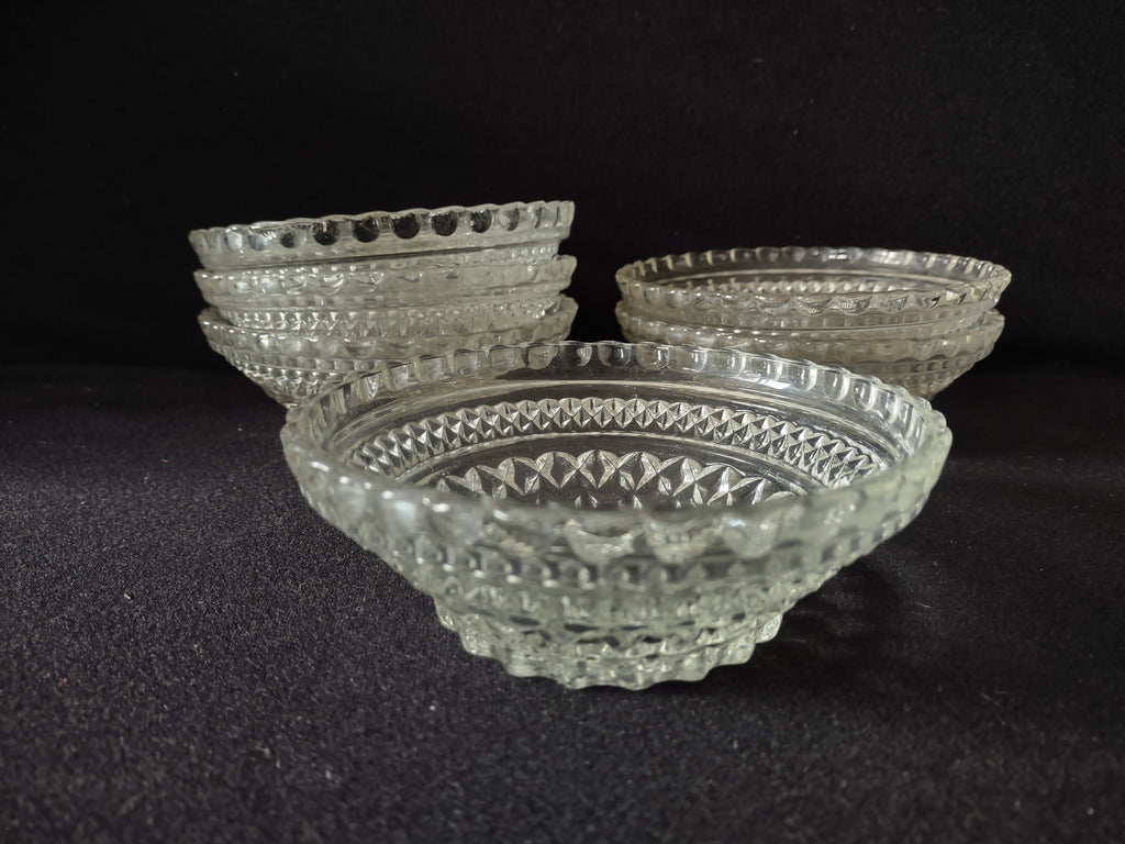 Wexford Anchor Hocking Small Glass Serving Bowl x 6 Diamond (lot 5150)
