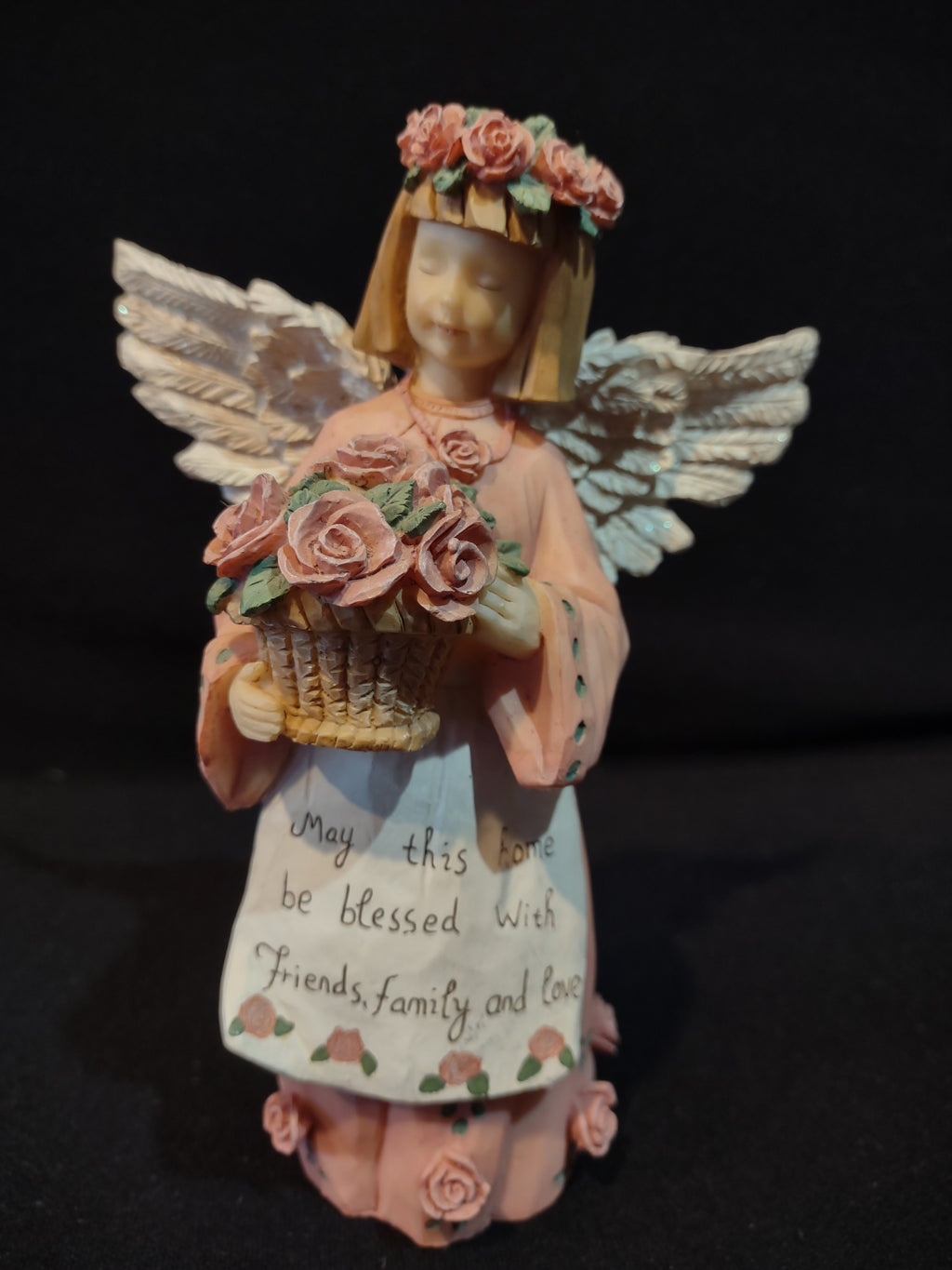 Vintage Crazy Mountain 7" Pink Angel with Roses Blessing Apron (Lot 4777)