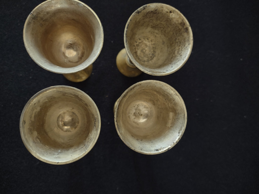 Vintage Brass 4" Goblets/Chalices Made In India (Lot 3289)