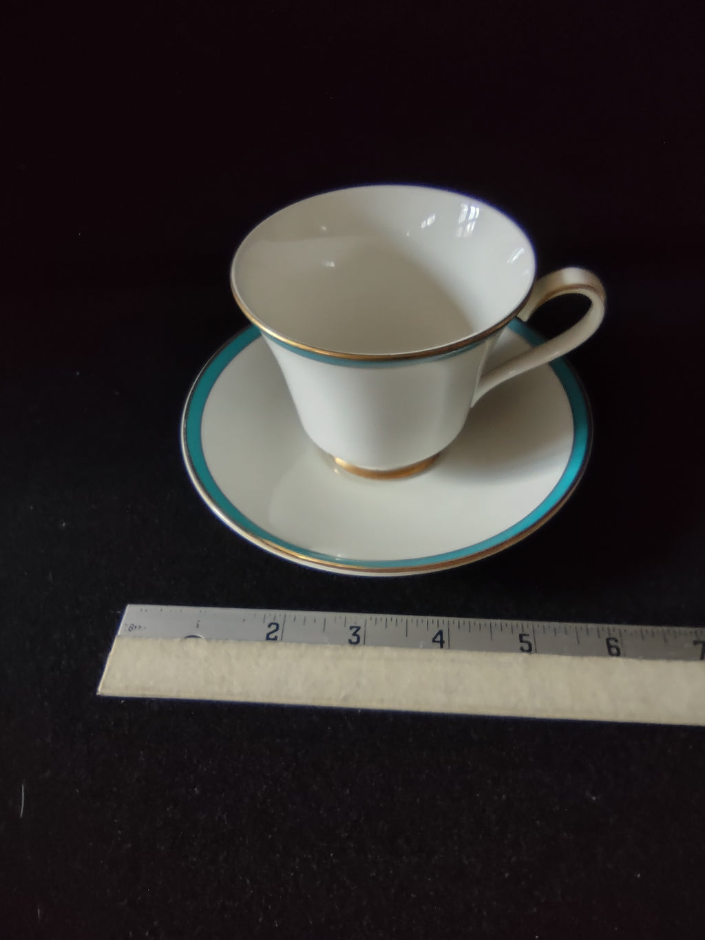 Vintage Minton Saturn Turquoise Tea Cup Saucer Bone China (Lot 5493)