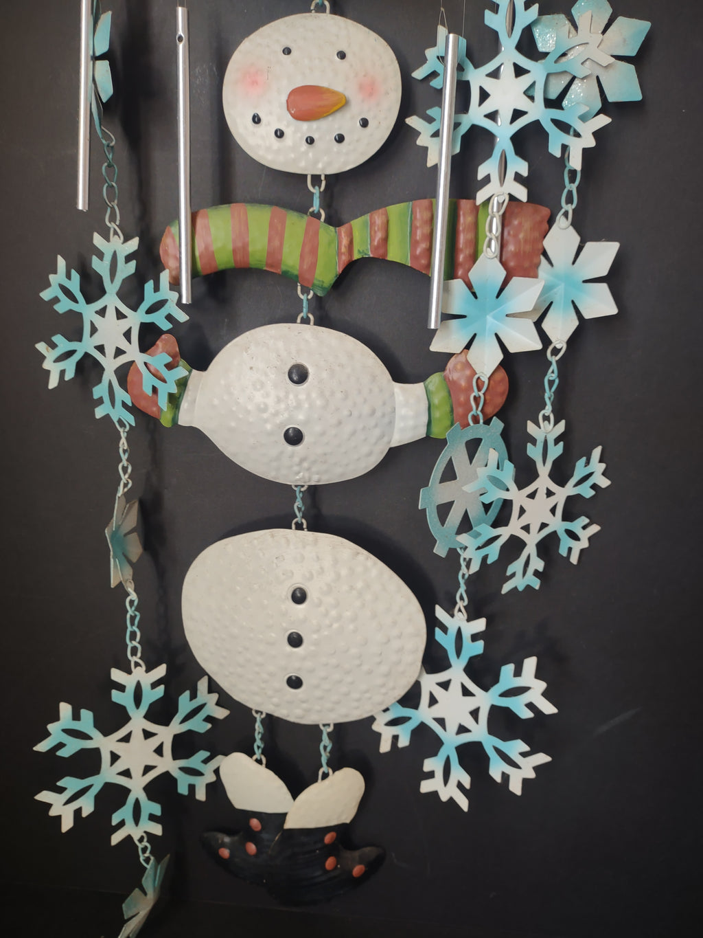 Christmas Winter Windchime Snowman 32" Snowflake (lot 3070j)