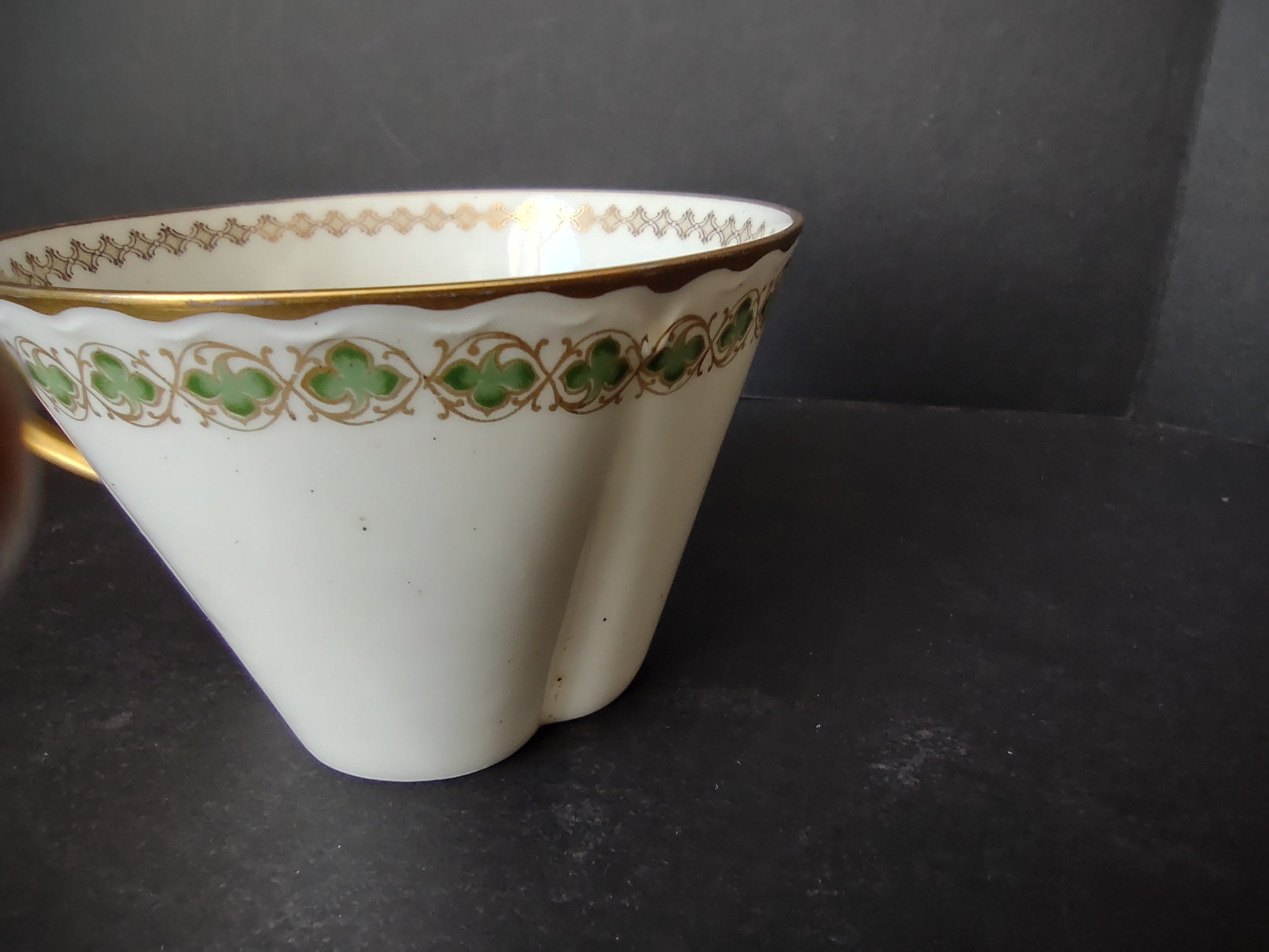 Haviland France Limoges Shamrock Cup ONLY White Green Gold (lot 1111)