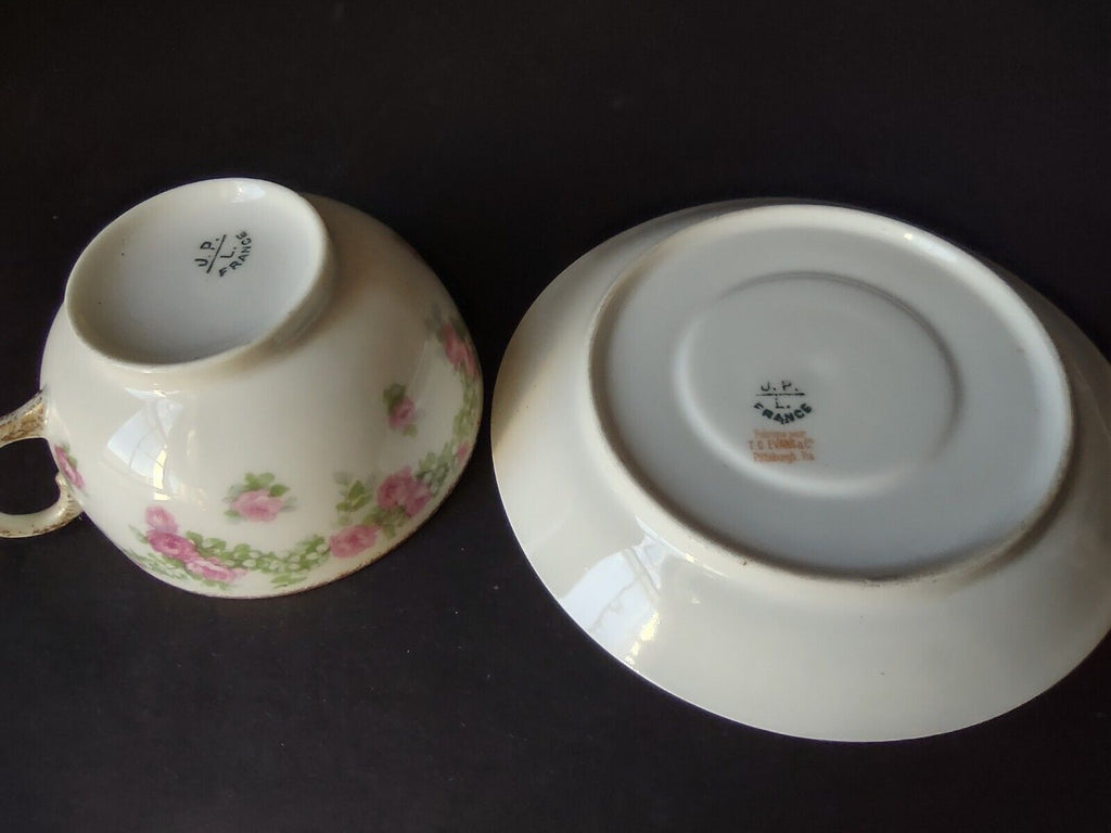 JP France Porcelain for T.G. Evans Tea Cup and Saucer Rose Garland (lot 833)