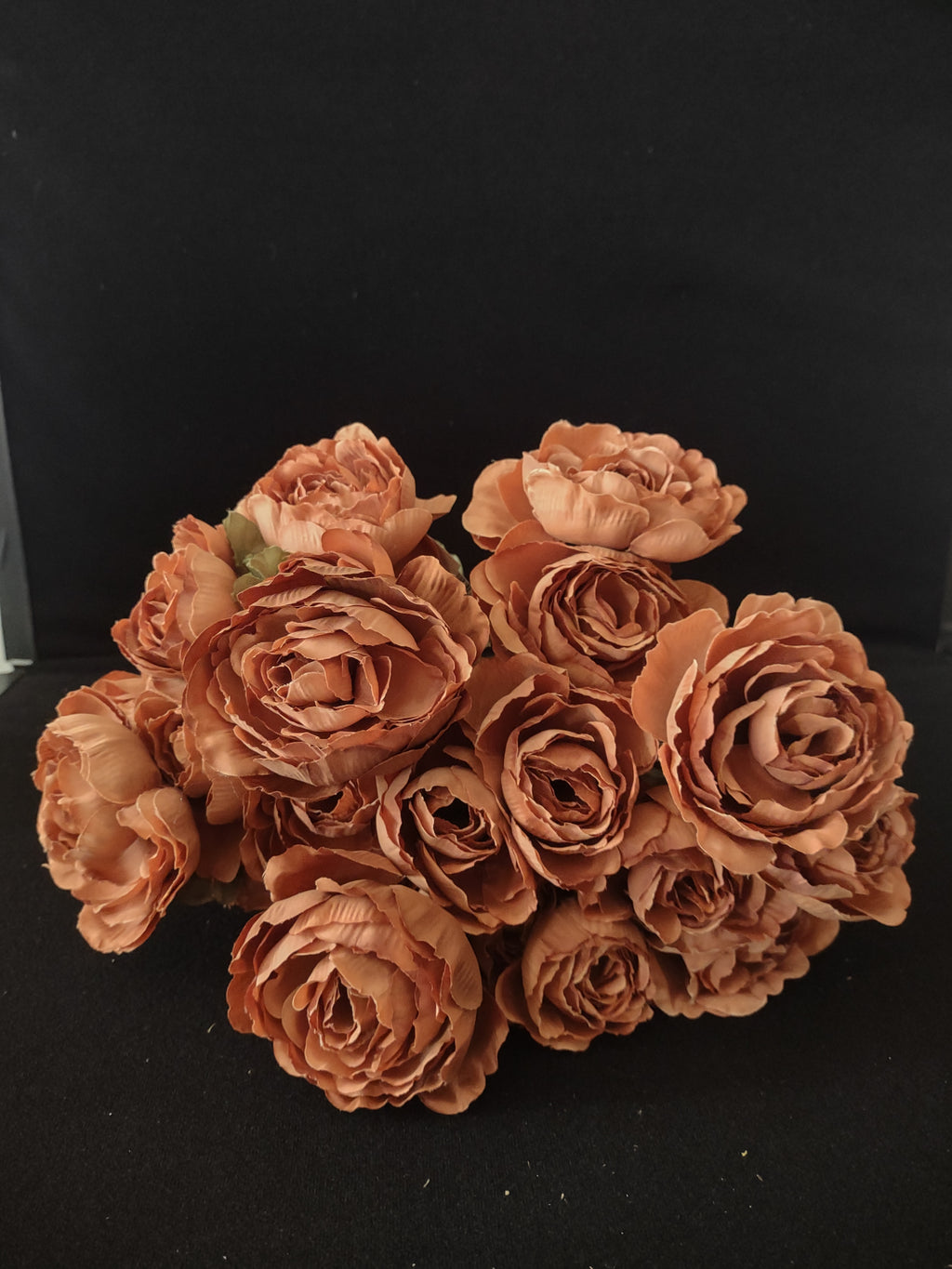 Thanksgiving Fall Silk Flowers Rust Colored Roses 4 Twigs (Lot 3541)