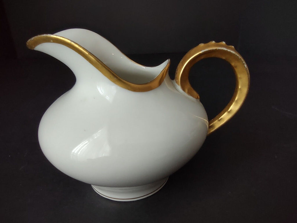 M. Redon France Limoges Heavy Thick Gold Trim Creamer Pitcher 3" tall (lot 713)