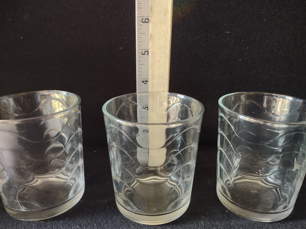 Vintage MCM Waves Drinking Tumbler x 5 Clear Glass (lot 5172)