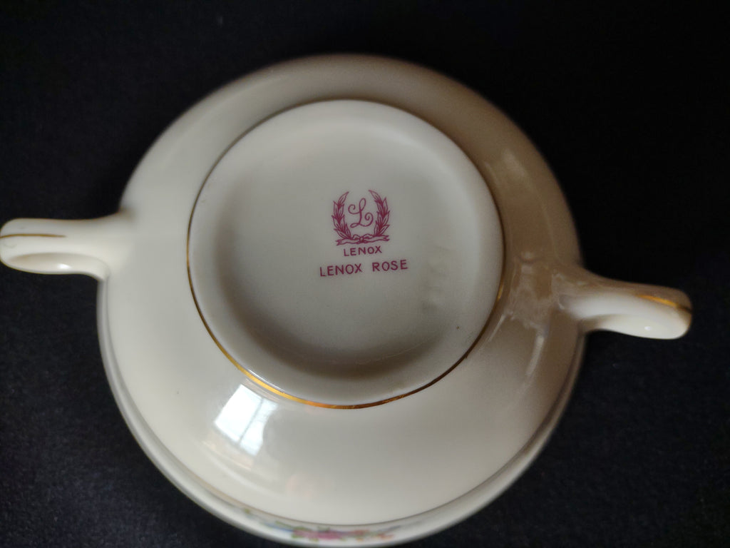 Vintage Lenox Rose Bouillon Cream Soup Cup ONLY Gold Trim (lot 1819)