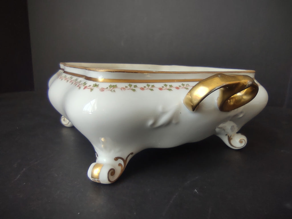 Old Abbey France Limoges Serving Dish NO LID Clover Gold Trim (lot 870)