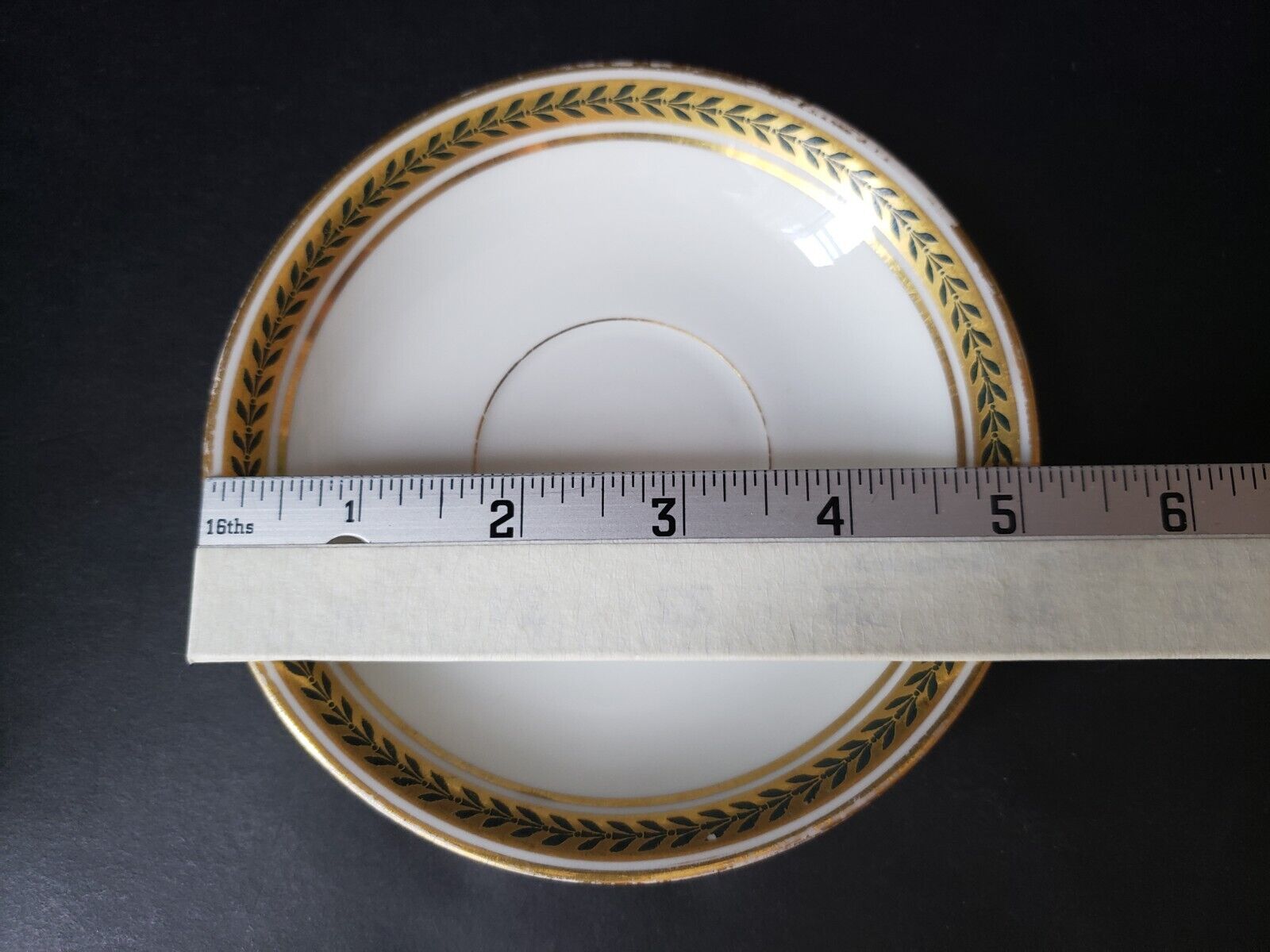 JP Limoges France Gold Trim Green Laurel Teacup & Saucer (lot 600)