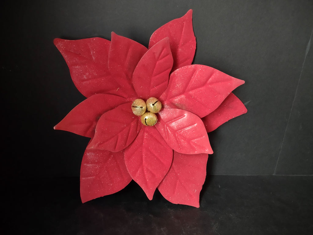Christmas 13" Metal Poinsettia Flower (lot 3406)