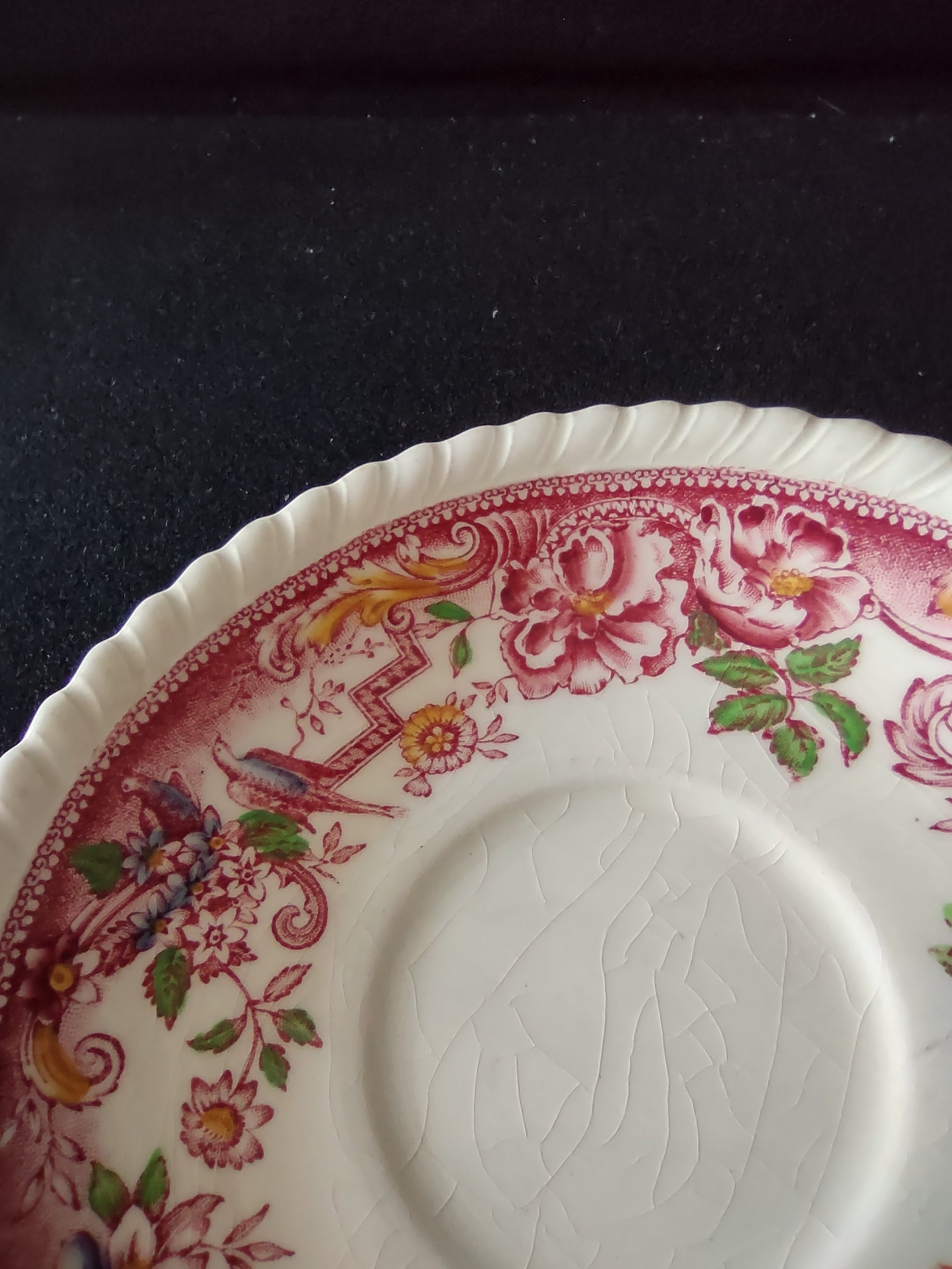 Vintage Johnson Teacup Saucer Ironstone Devonshire Pink x 3 IMPERFECT (lot5670)