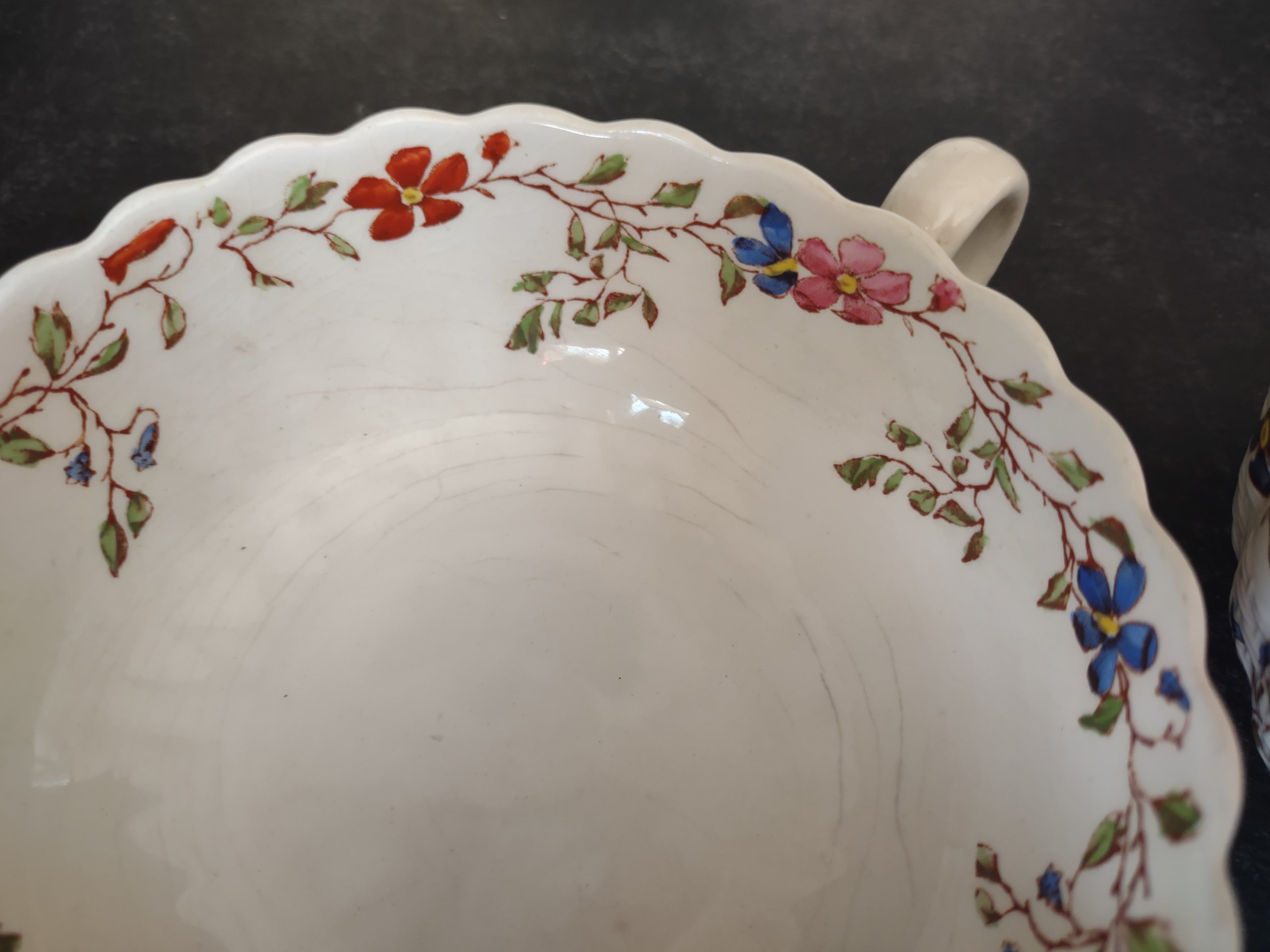 Vintage Spode Cream Soup Cup x 2 Wicker Dale English Countryside (Lot 5771)