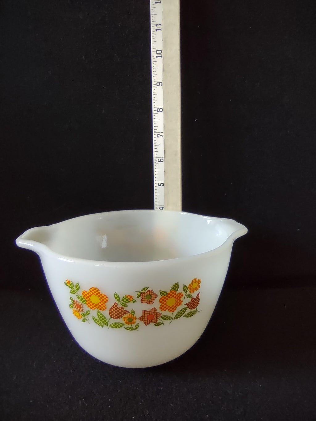 Vintage Fire King Cinderella Mixing Bowl Gingham Garden Floral (Lot 5313)