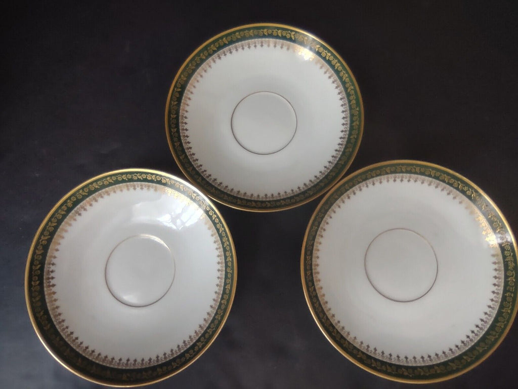 GDA LimogesFrance Gold Trim Green 2 Handle 5 x Bouillion Cup & Saucer (lot 612)