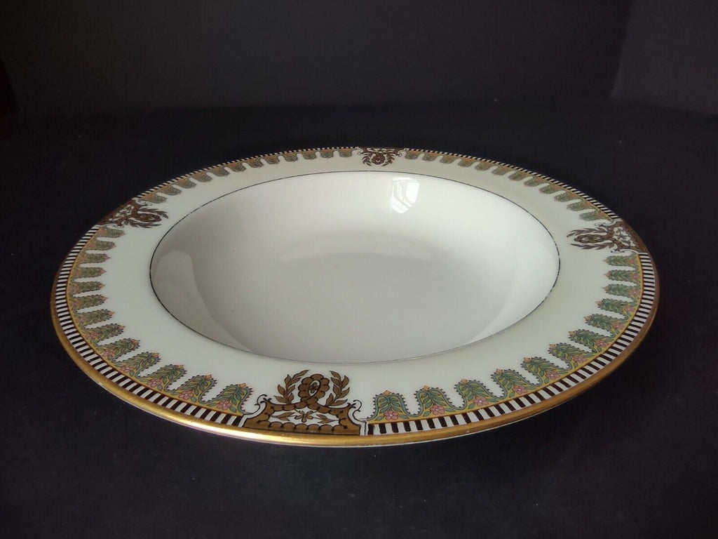 Haviland Limoges Gold Black Pink Turquoise Flower Trim Soup Bowl (lot 663)