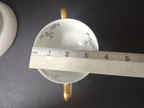 Vintage French Chick GDA Limoges Bouillon Cup & Saucer Blue Flower (lot 764)