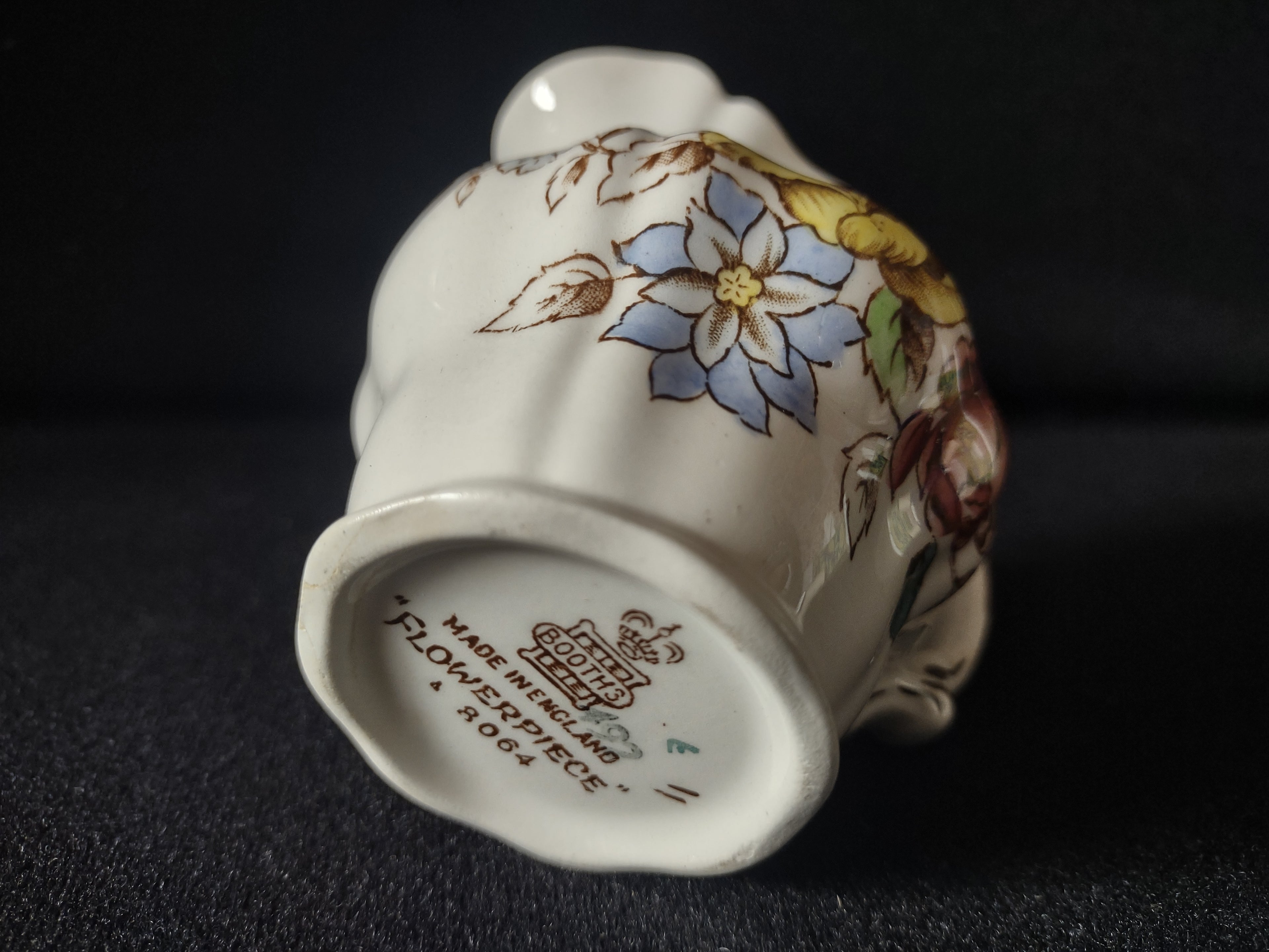 Vintage Booths Flowerpiece Ironstone England Small Creamer 2-1/2" tall (lot 5625