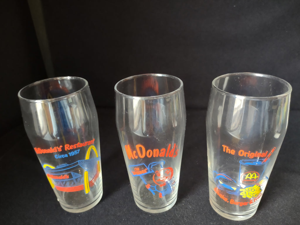 Set of 3 Drinking Glasses McDonalds Advertisement (lot 1543)