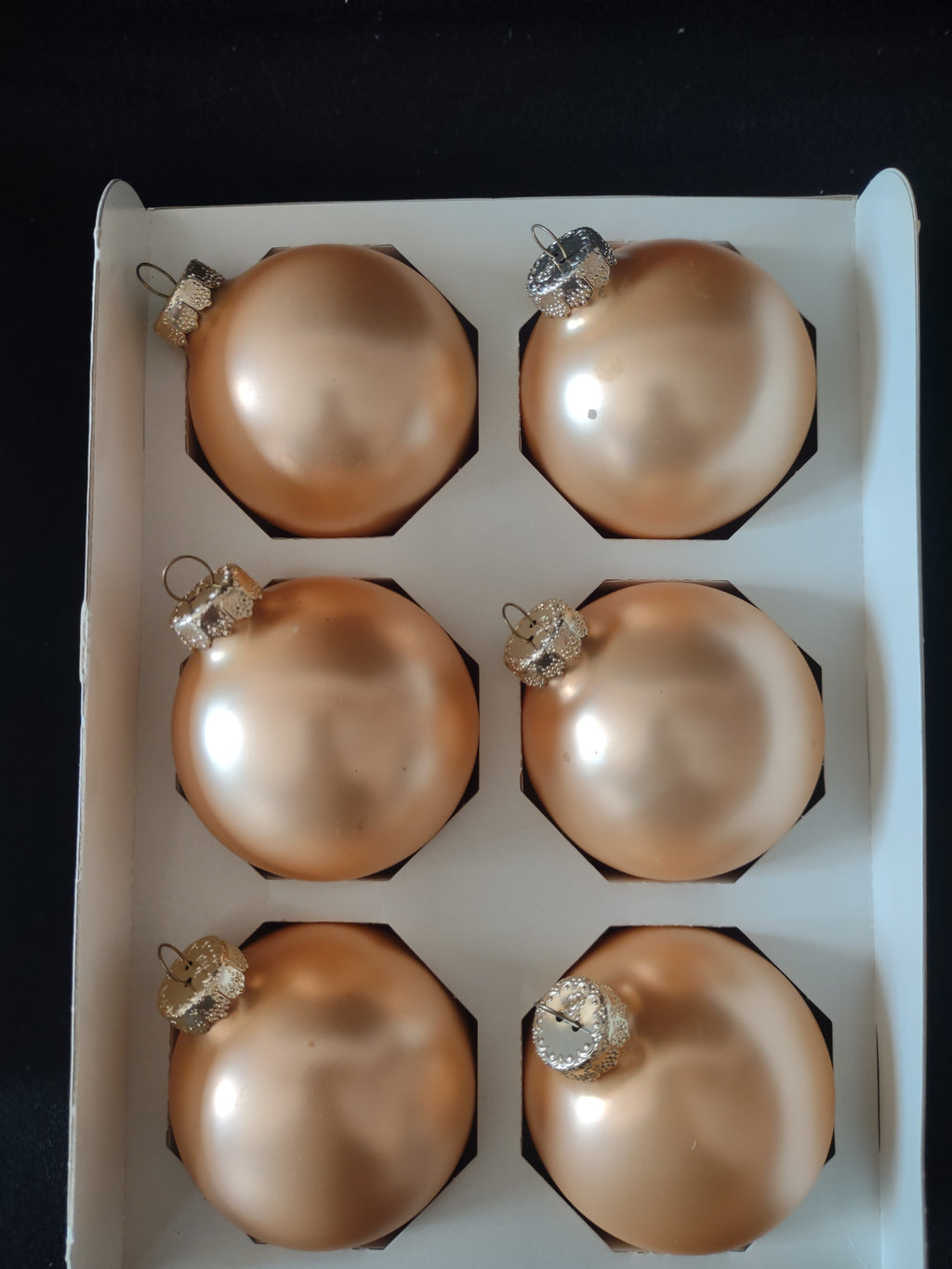 Christmas Merrybrite Glass Ornaments Rose Gold 6 Shiny 6 Matte (Lot 4235)