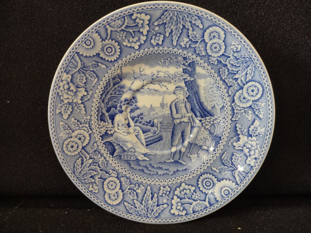 Spode Blue & White Room Teacup Woodman Vintage English Transferware (lot 5847)