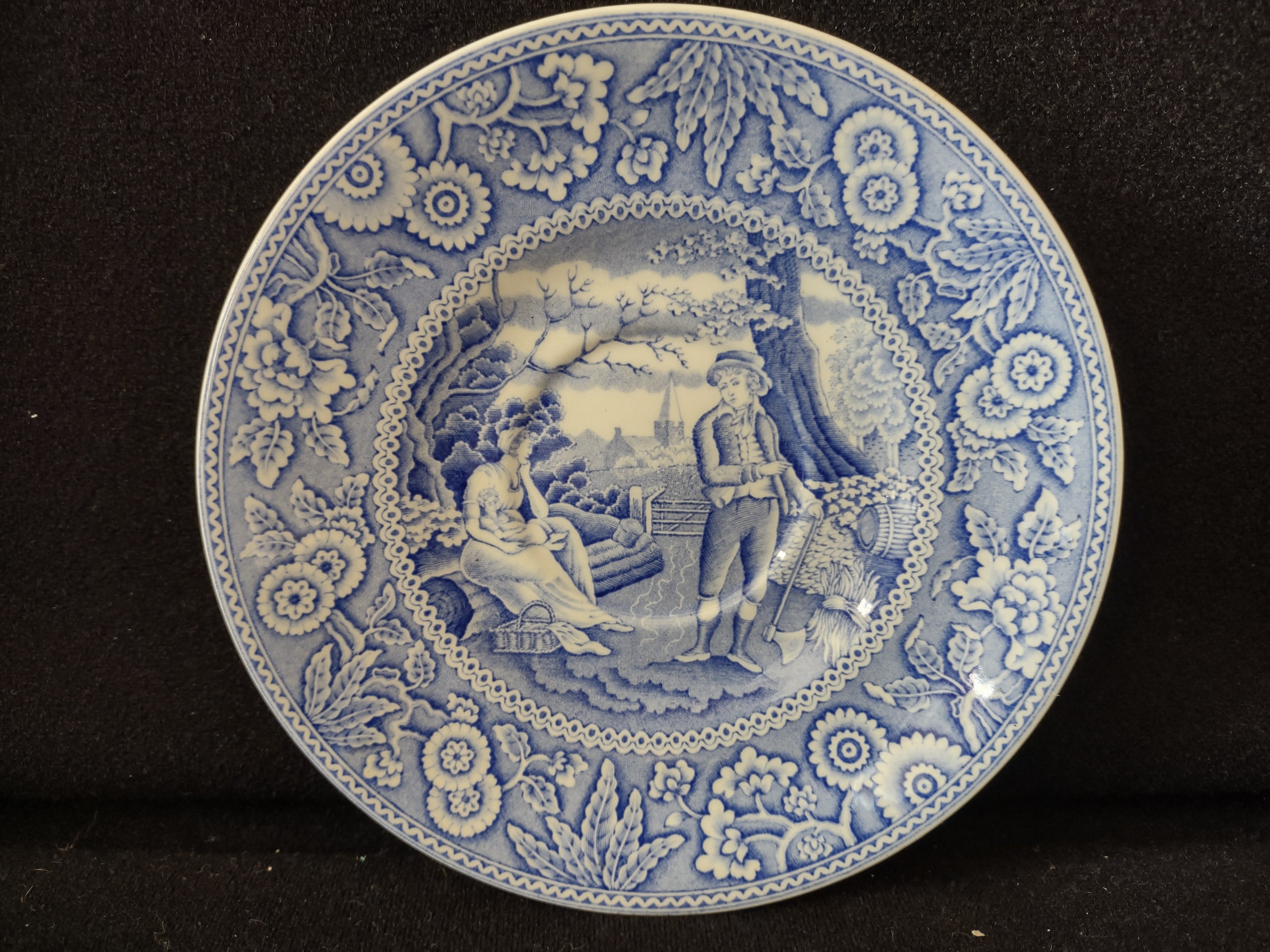 Spode Blue & White Room Teacup Woodman Vintage English Transferware (lot 5847)