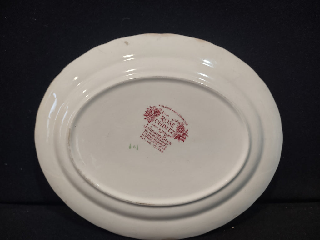 Vintage Serving Platter Rose Chintz Johnson Bros Red Stamp (lot 5689)