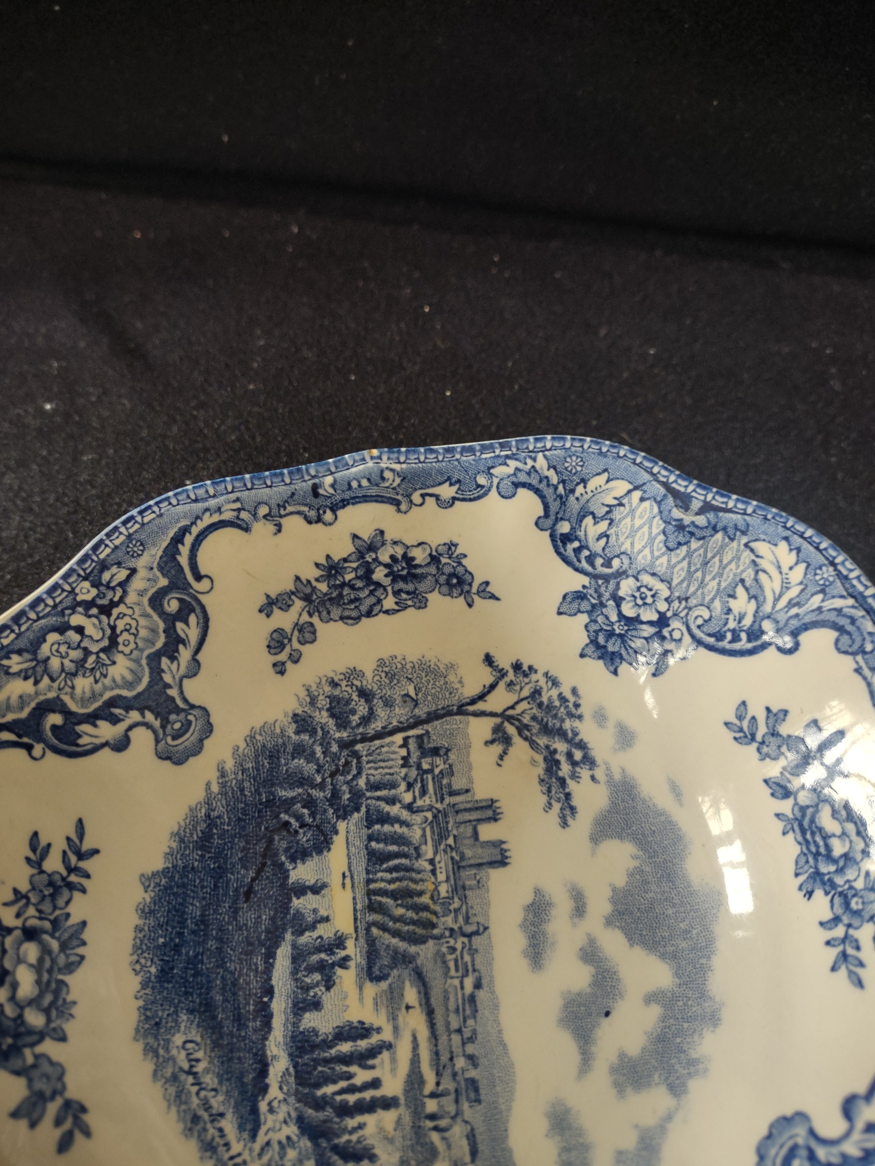 Vintage Johnson Brothers Fruit Dessert Bowl Old Britain Castles Blue (Lot 5590)