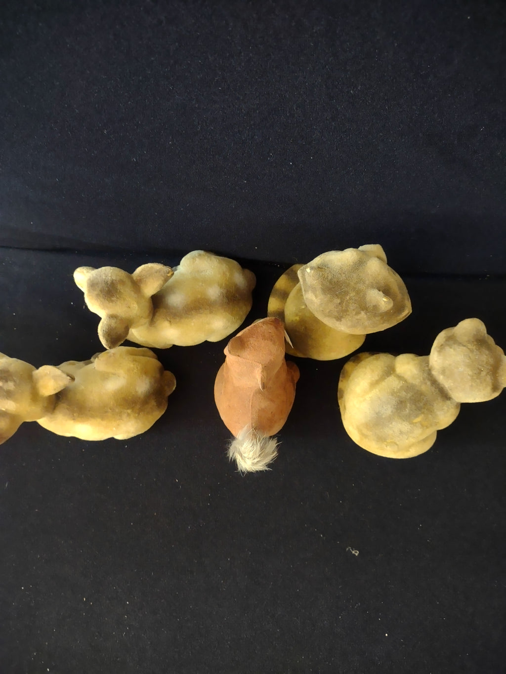 Vintage Flocked Racoon Deer Squirrel Figurines IMPERFECT (lot 3036)