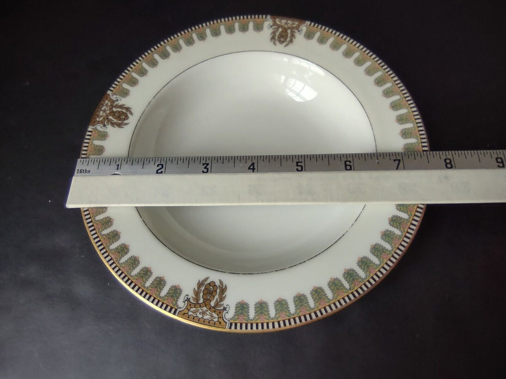 Haviland Limoges Gold Black Pink Turquoise Flower Trim Soup Bowl (lot 663)