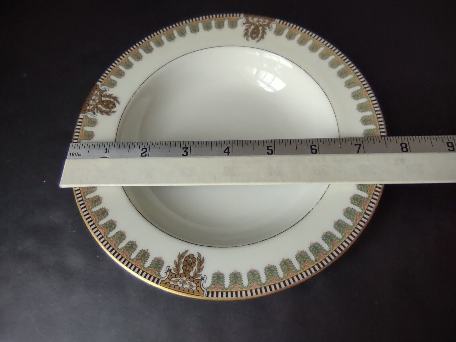 Haviland Limoges Gold Black Pink Turquoise Flower Trim Soup Bowl (lot 663)