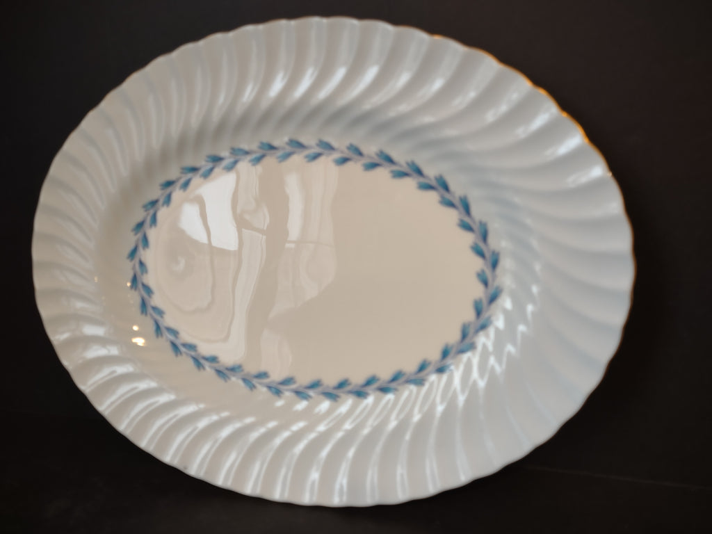 Vintage Minton Bone China Cheviot Blue Serving Platter 12"x9" (lot 5433)