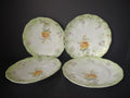 lot 760 4 x Dessert Plate Green Yellow Rose Daisy Raised Edge