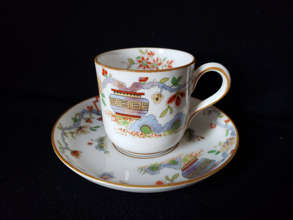 Vintage Royal Worcester Higgins Seiter Butterfly Demitasse Cup Saucer (lot 2124)