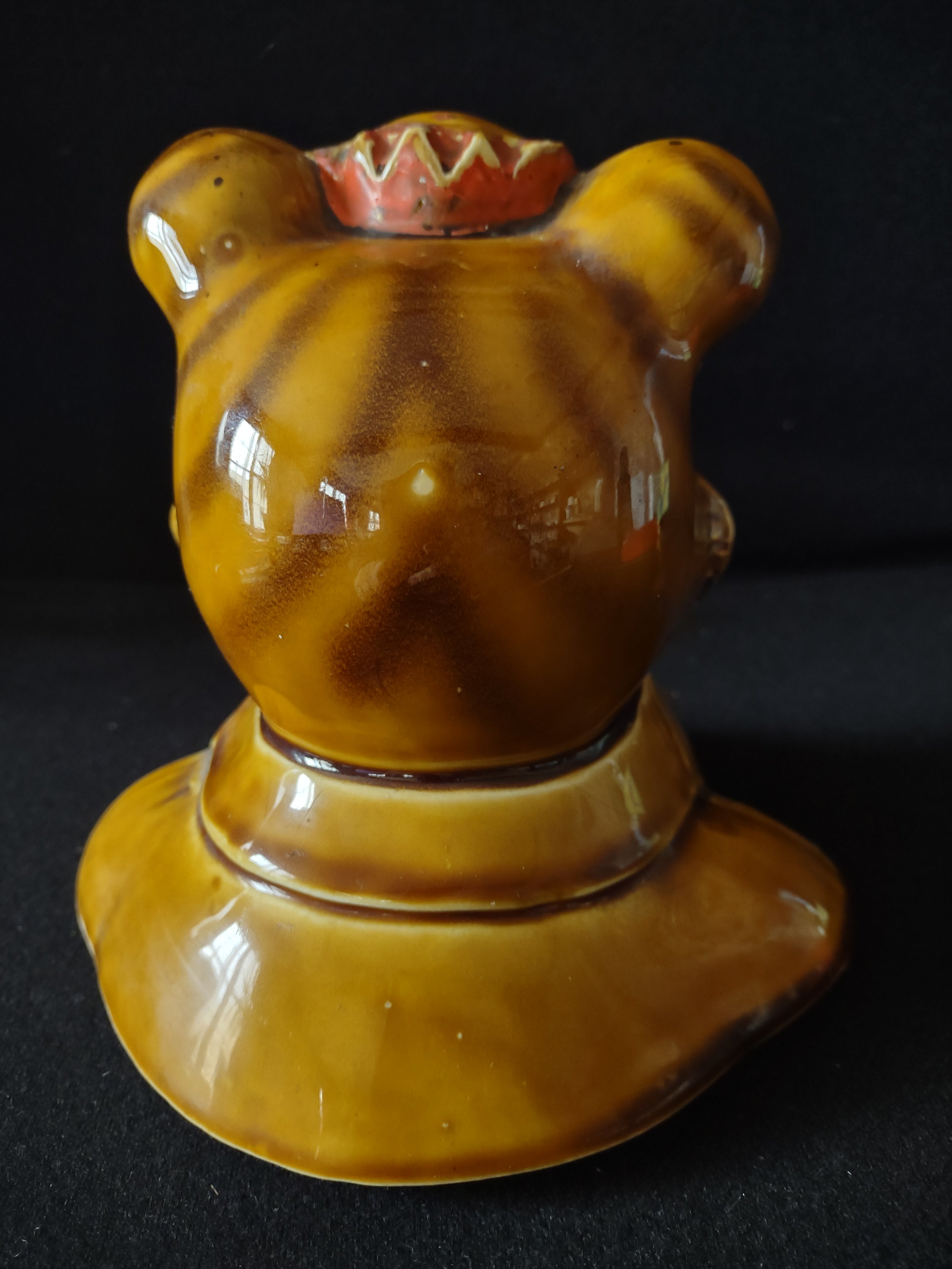 Vintage Ceramic Cookie Jar LID ONLY Japanese King Brown Bear (Lot 5294)