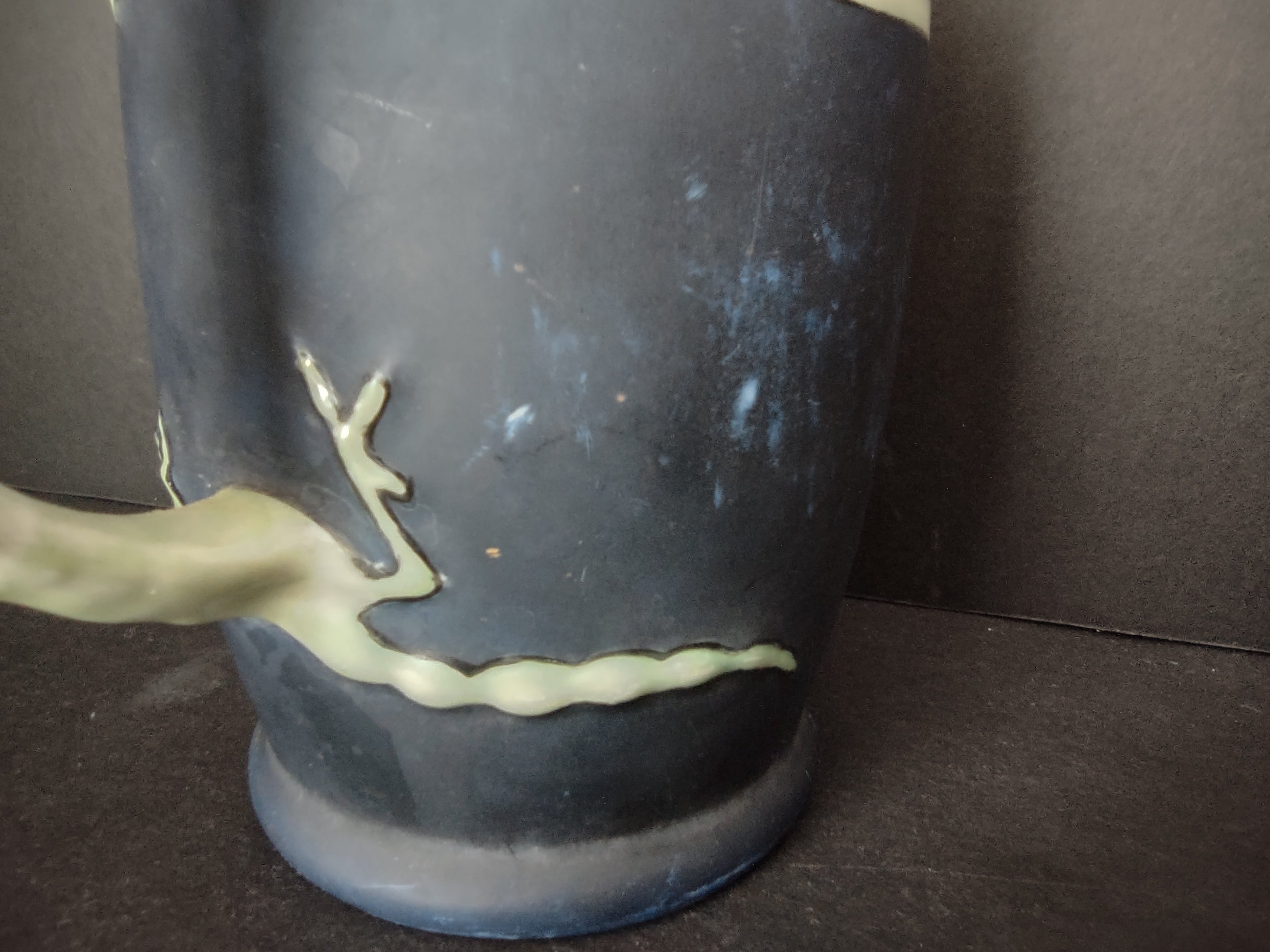 Lizard Handle Chalkboard Ceramic Blue Green Cup Mug