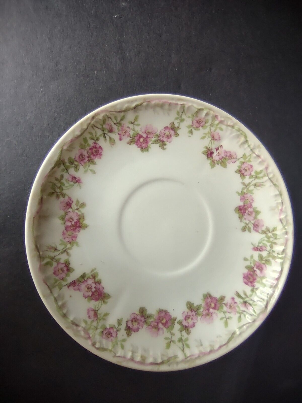 GDA Limoges Saucer ONLY Apple Blossom Garland Swag Ribbon (lot 751)