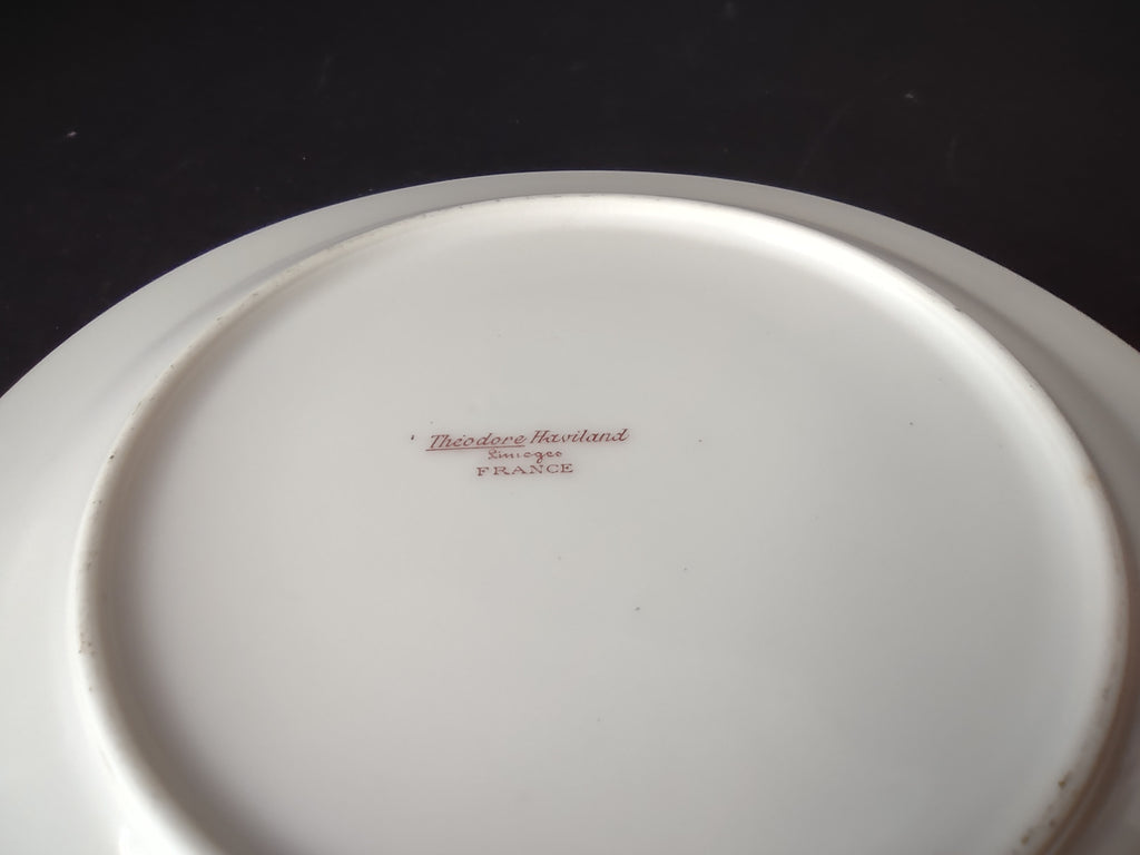 Haviland Limoges Bread/Butter Plate Pink White Cabbage Rose Moss (lot 905)