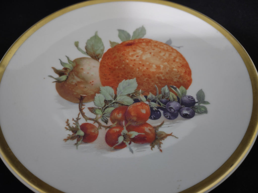 Collectible Plate Bavaria E&R Golden Crown Orchard Fake Orange Berry Fruit Design 7-3/4" # 128