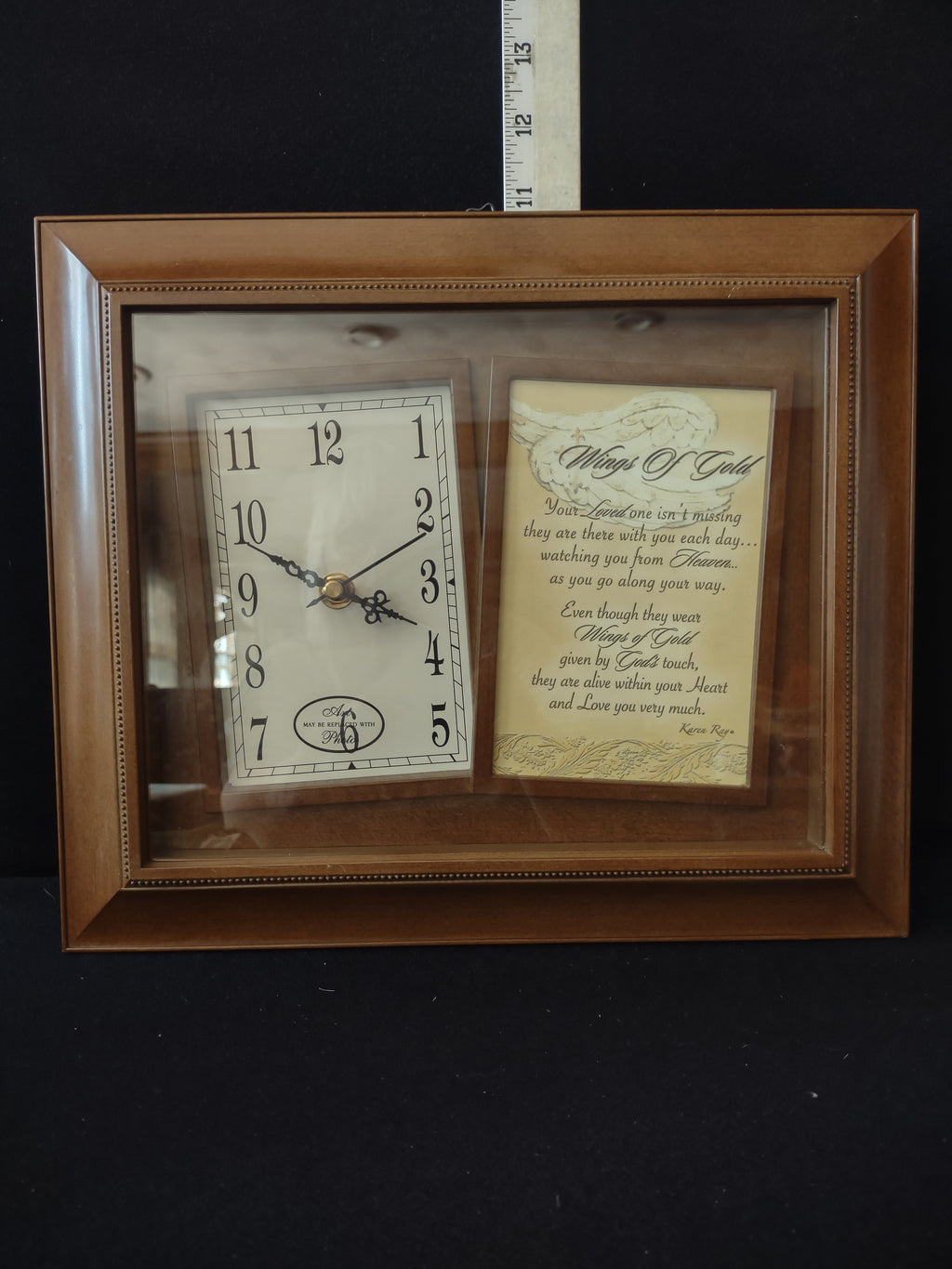 Shadow Box Wooden Picture Frame Clock Replaceable Picture (Lot 3465)