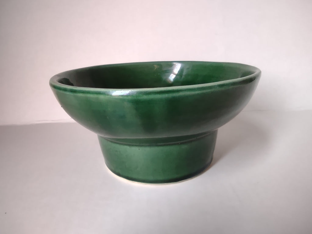 Vintage Dark Green Small Serving Bowl Footed 401 USA (lot 5329)