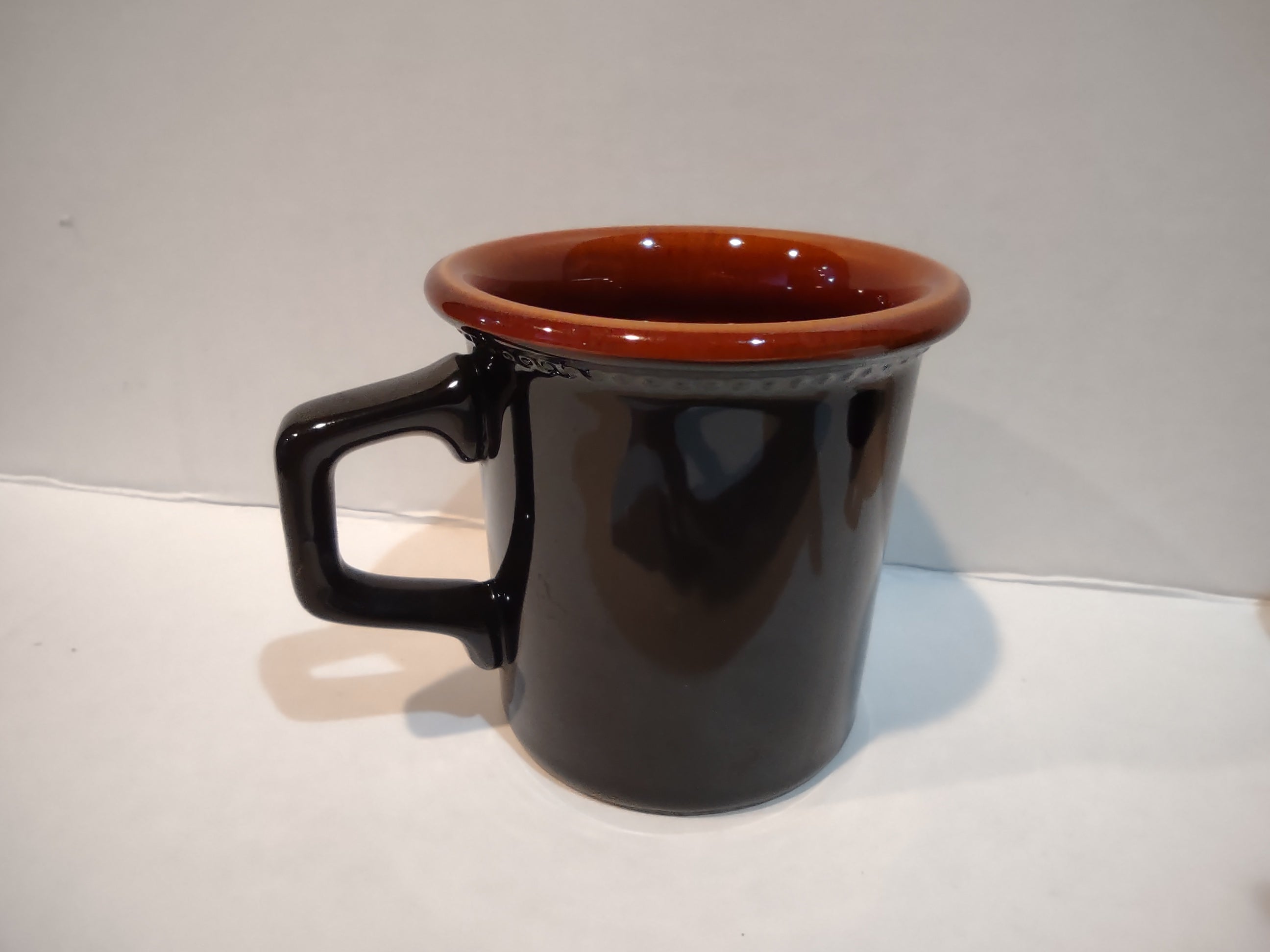 Vintage MCM Ironstone Amber Octagon Teacup Mug x 3 Rustic USA (lot 5009)