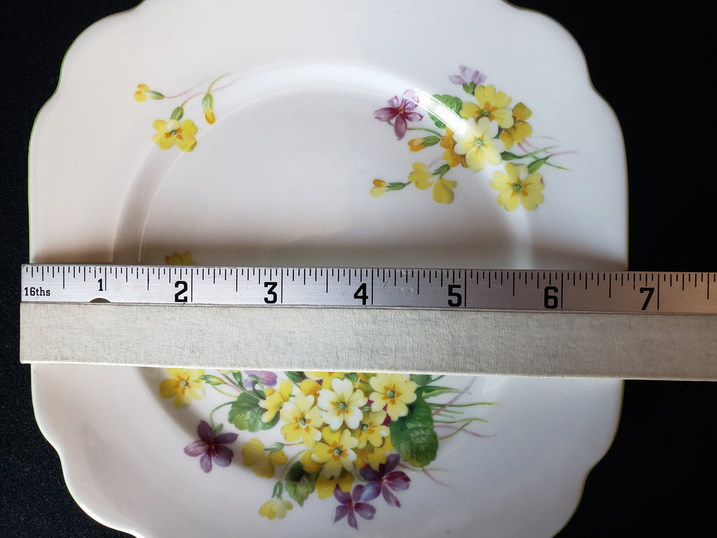Vintage Royal Albert Primulette Square Dessert Plate 6-3/4" (lot 2029)