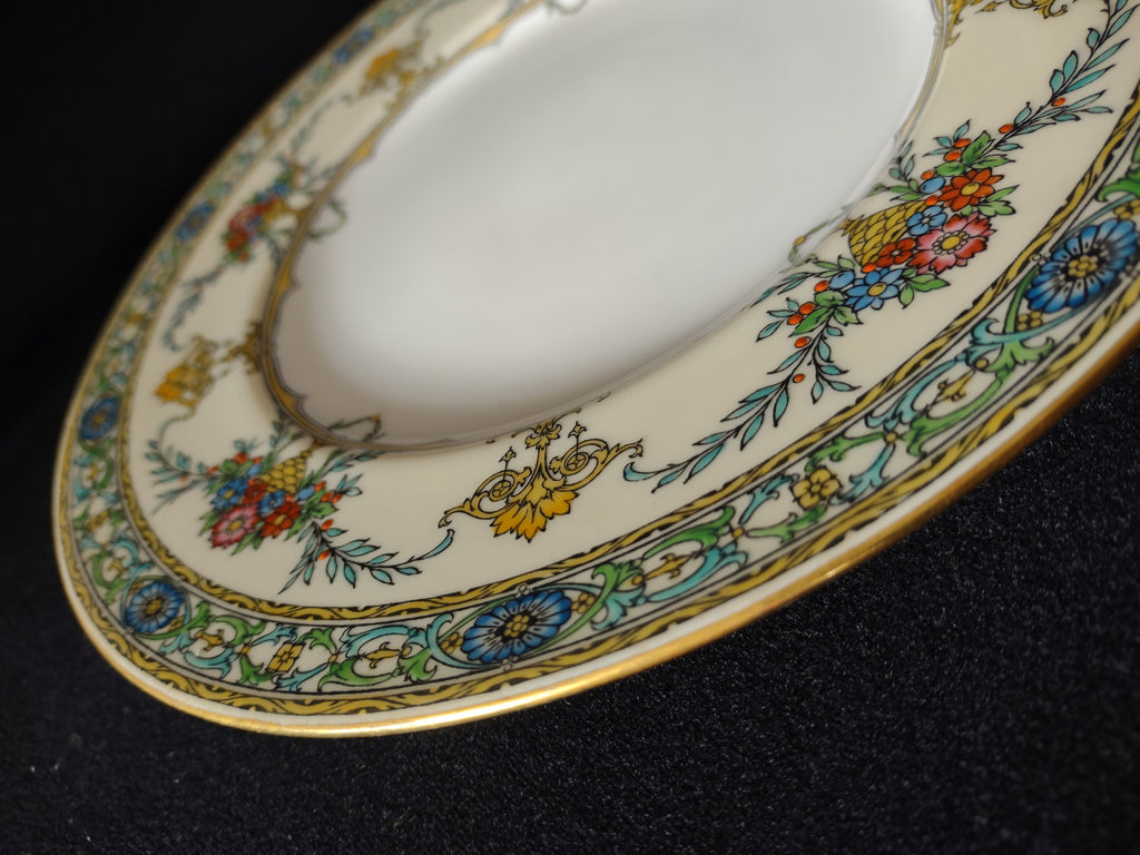 Vintage Minton Dinner Plate Bone China Floral Vase Green Scroll H3649 (Lot 5447)
