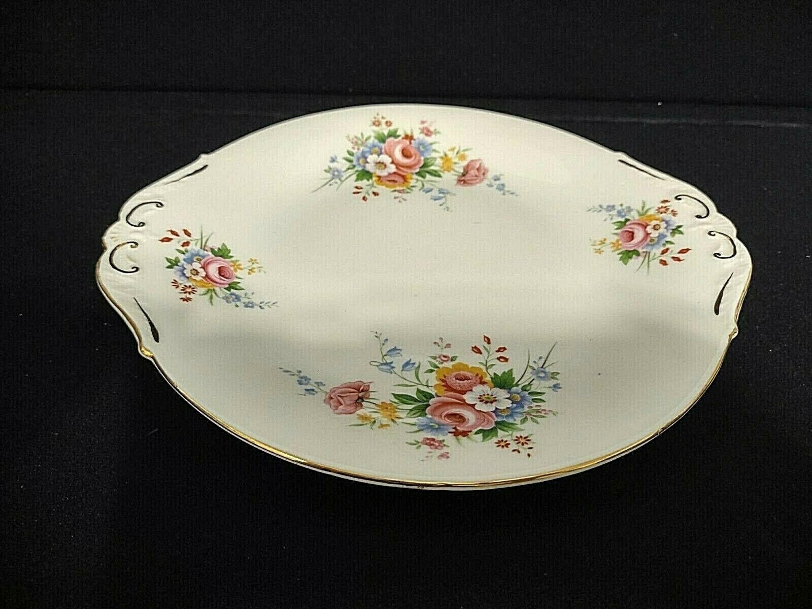 Paragon Fine Bone China Serving Cake Plate Platter Rose Design White Gold (lot 013)