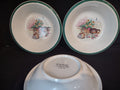 Vintage Century Stoneware CAT NAP 8" Soup Bowl x 3 Flowers Wagon (lot 2851c)